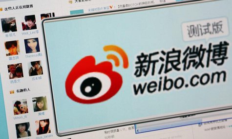 The logo of Sina Corp's Chinese microblog website "Weibo" is seen on a screen taken in Beijing in this September 13, 2011 file photo illustr The logo of Sina Corp's Chinese microblog website "Weibo" is seen on a screen taken in Beijing in this September 13, 2011 file photo illustr