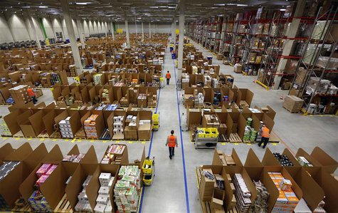 Work is carried out at Amazon's logistics centre in Graben near Augsburg December 17, 2012. REUTERS/Michael Dalder Work is carried out at Amazon's logistics centre in Graben near Augsburg December 17, 2012. REUTERS/Michael Dalder