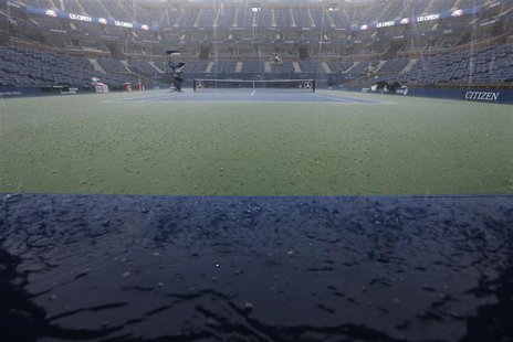 A general view of the Arthur Ashe Stadium during a downpour at the U.S. Open tennis tournament in New York September 8, 2012. REUTERS/Kevin A general view of the Arthur Ashe Stadium during a downpour at the U.S. Open tennis tournament in New York September 8, 2012. REUTERS/Kevin