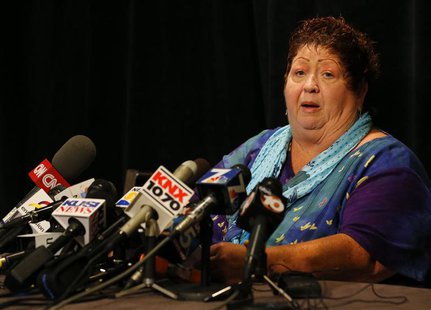 Great-grandmother and senior citizen Peggy Shannon, who works at the Senior Citizens Service Desk in San Diego City Hall, speaks at a news c Great-grandmother and senior citizen Peggy Shannon, who works at the Senior Citizens Service Desk in San Diego City Hall, speaks at a news c