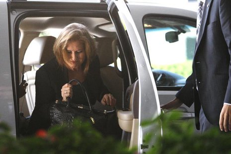 Israel's Justice Minister Tzipi Livni arrives for talks with chief Palestinian negotiator Saeb Erekat and U.S. Secretary of State John Kerry Israel's Justice Minister Tzipi Livni arrives for talks with chief Palestinian negotiator Saeb Erekat and U.S. Secretary of State John Kerry
