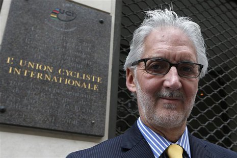 British Cycling President Brian Cookson poses June 24, 2013 in front of the building where the International Cycling Union (UCI) was founded British Cycling President Brian Cookson poses June 24, 2013 in front of the building where the International Cycling Union (UCI) was founded