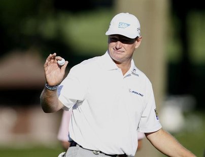 South Africa's Ernie Els reacts after his par on the 10th green during the first round of the 2013 PGA Championship golf tournament at Oak H South Africa's Ernie Els reacts after his par on the 10th green during the first round of the 2013 PGA Championship golf tournament at Oak H