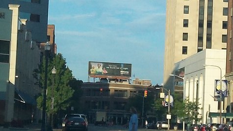 The billboard on the Old Peninsula Building in downtown Kalamazoo is said to be the one most likely to be converted if the ordinance passes. The billboard on the Old Peninsula Building in downtown Kalamazoo is said to be the one most likely to be converted if the ordinance passes.