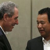 U.S. Trade Representative Michael Froman (L) talks with Japan's Economics Minister Akira Amari before their luncheon in Tokyo August 19, 201 U.S. Trade Representative Michael Froman (L) talks with Japan's Economics Minister Akira Amari before their luncheon in Tokyo August 19, 201
