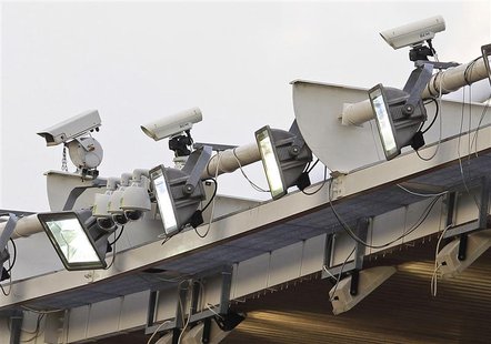 Hawk-Eye equipment is positioned on the roof during the Hampshire FA Senior Cup Final between Eastleigh and AFC Totton at St Mary's stadium Hawk-Eye equipment is positioned on the roof during the Hampshire FA Senior Cup Final between Eastleigh and AFC Totton at St Mary's stadium