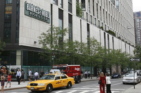 People walk past the Barnes and Noble bookstore on the corner of Warren and Greenwich street in New York June 29, 2010. REUTERS/Lily Bowers People walk past the Barnes and Noble bookstore on the corner of Warren and Greenwich street in New York June 29, 2010. REUTERS/Lily Bowers