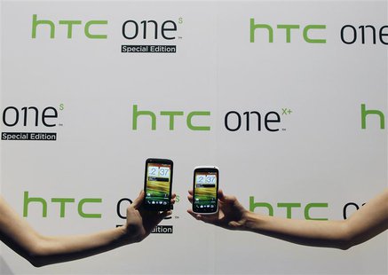 New HTC smartphones HTC One X+ (L) and HTC One S Special Edition are presented during a news conference for the launch of the products in Ta New HTC smartphones HTC One X+ (L) and HTC One S Special Edition are presented during a news conference for the launch of the products in Ta