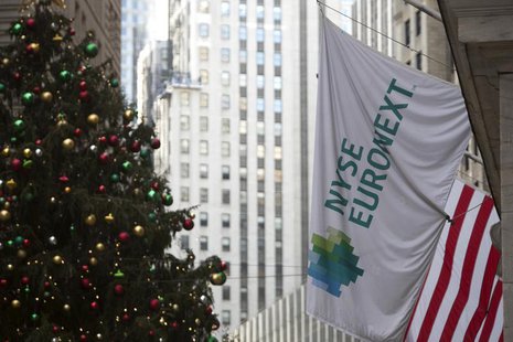 The NYSE Euronext flag hangs outside the New York Stock Exchange in New York December 20, 2012. REUTERS/Andrew Kelly The NYSE Euronext flag hangs outside the New York Stock Exchange in New York December 20, 2012. REUTERS/Andrew Kelly