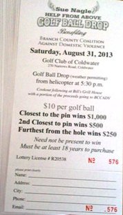 Golf Ball Drop ticket Golf Ball Drop ticket