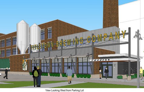 Artist rendering of Titletown Brewing Company's expansion looking from Titletown's old train station depot location Artist rendering of Titletown Brewing Company's expansion looking from Titletown's old train station depot location