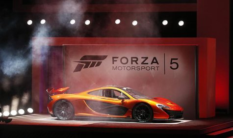 A McLaren P1 is showcased during a presentation for the game "Forza Motorsport 5" during the Xbox E3 Media Briefing at USC's Galen Center in A McLaren P1 is showcased during a presentation for the game "Forza Motorsport 5" during the Xbox E3 Media Briefing at USC's Galen Center in