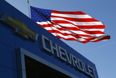 The Chevrolet logo and the U.S. flag are seen in Gaithersburg, Maryland May 1, 2013. REUTERS/Gary Cameron The Chevrolet logo and the U.S. flag are seen in Gaithersburg, Maryland May 1, 2013. REUTERS/Gary Cameron