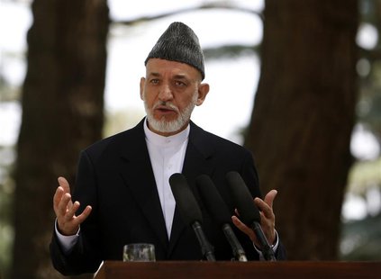 Afghan President Hamid Karzai speaks during a news conference in Kabul August 24, 2013. REUTERS/Mohammad Ismail Afghan President Hamid Karzai speaks during a news conference in Kabul August 24, 2013. REUTERS/Mohammad Ismail