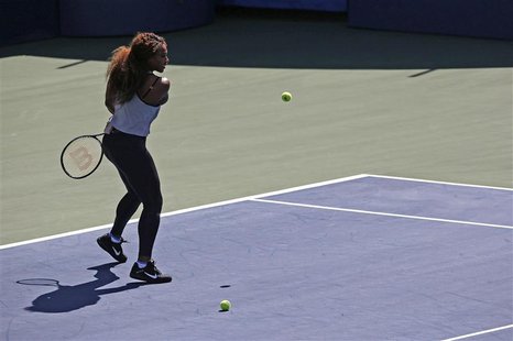 Reigning U.S. Open champion Serena Williams participates in a skills competition during Arthur Ashe Kids' Day at the USTA Billie Jean King N Reigning U.S. Open champion Serena Williams participates in a skills competition during Arthur Ashe Kids' Day at the USTA Billie Jean King N