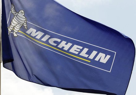 French tyremaker Michelin's flag with a Bibendum, the Michelin Man mascot, is pictured in front of the company's headquarters in Clermont Fe French tyremaker Michelin's flag with a Bibendum, the Michelin Man mascot, is pictured in front of the company's headquarters in Clermont Fe