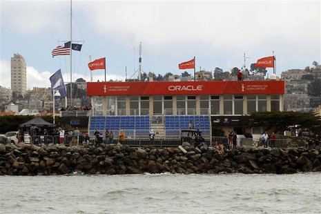 Empty seats are pictured at a viewing grandstand during the 30th anniversary Louis Vuitton Cup Final on San Francisco Bay, California, Augus Empty seats are pictured at a viewing grandstand during the 30th anniversary Louis Vuitton Cup Final on San Francisco Bay, California, Augus