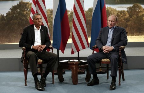 U.S. President Barack Obama (L) meets with Russian President Vladimir Putin during the G8 Summit at Lough Erne in Enniskillen, Northern Irel U.S. President Barack Obama (L) meets with Russian President Vladimir Putin during the G8 Summit at Lough Erne in Enniskillen, Northern Irel