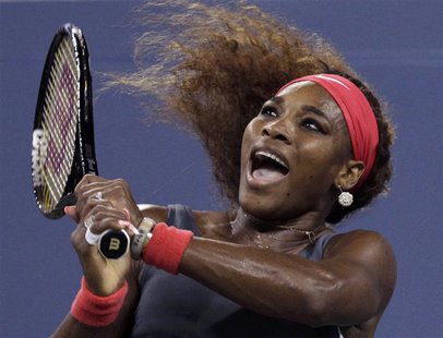 Serena Williams of the U.S. watches her backhand to Francesca Schiavone of Italy at the U.S. Open tennis championships in New York, August 2 Serena Williams of the U.S. watches her backhand to Francesca Schiavone of Italy at the U.S. Open tennis championships in New York, August 2