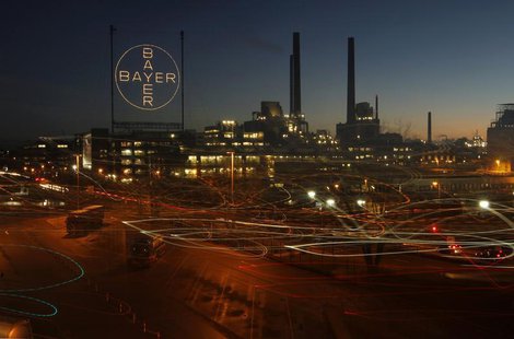 A plant belonging to Germany's largest drugmaker Bayer is seen in Leverkusen January 30, 2013. REUTERS/Ina Fassbender A plant belonging to Germany's largest drugmaker Bayer is seen in Leverkusen January 30, 2013. REUTERS/Ina Fassbender