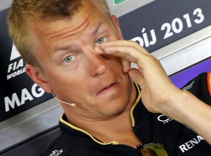 Lotus Formula One driver Kimi Raikkonen attends a news conference at the Hungaroring circuit in Mogyorod, near Budapest, July 25, 2013. REUT Lotus Formula One driver Kimi Raikkonen attends a news conference at the Hungaroring circuit in Mogyorod, near Budapest, July 25, 2013. REUT
