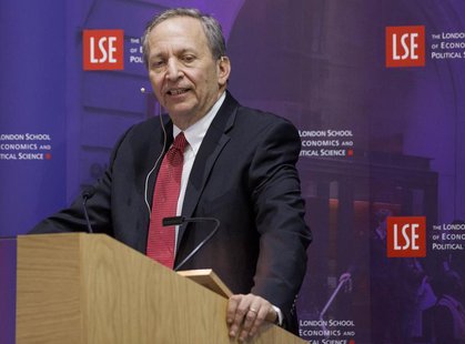 Former U.S. Treasury Secretary Lawrence H. "Larry" Summers speaks during a financial and economic event at the London School of Economics (L Former U.S. Treasury Secretary Lawrence H. "Larry" Summers speaks during a financial and economic event at the London School of Economics (L
