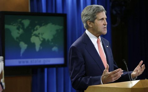United States Secretary of State John Kerry addresses the media on the Syrian situation in Washington August 26, 2013. REUTERS/Gary Cameron United States Secretary of State John Kerry addresses the media on the Syrian situation in Washington August 26, 2013. REUTERS/Gary Cameron