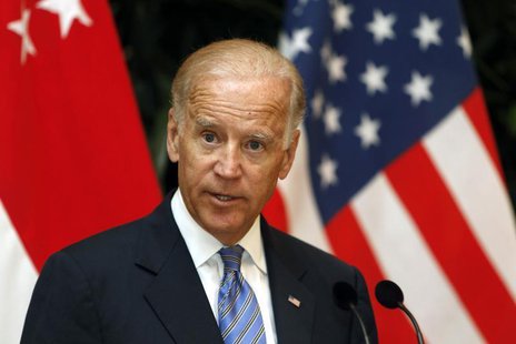 U.S. Vice President Joe Biden makes a statement to the press after his meeting with Singapore's Prime Minister Lee Hsien Loong at the Istana U.S. Vice President Joe Biden makes a statement to the press after his meeting with Singapore's Prime Minister Lee Hsien Loong at the Istana