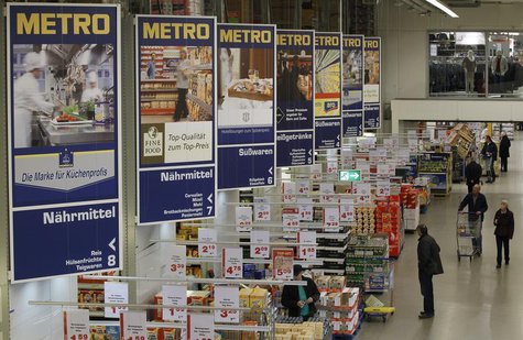 People shop at a cash and carry market of Germany's biggest retailer Metro AG in the western German city of Sankt Augustin near Bonn March 1 People shop at a cash and carry market of Germany's biggest retailer Metro AG in the western German city of Sankt Augustin near Bonn March 1