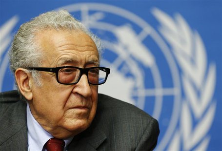 Arab League-United Nations envoy Lakhdar Brahimi pauses during a news conference on the situation in Syria at the United Nations European he Arab League-United Nations envoy Lakhdar Brahimi pauses during a news conference on the situation in Syria at the United Nations European he
