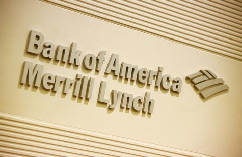 The company logo of the Bank of America and Merrill Lynch is displayed at its office in Hong Kong March 8, 2013. REUTERS/Bobby Yip The company logo of the Bank of America and Merrill Lynch is displayed at its office in Hong Kong March 8, 2013. REUTERS/Bobby Yip