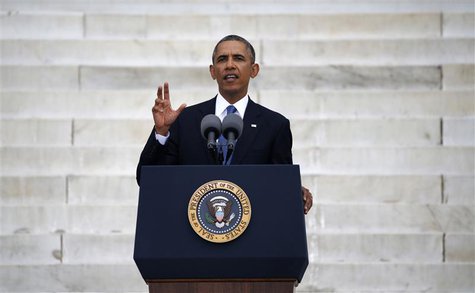 U.S. President Barack Obama speaks during a ceremony marking the 50th anniversary of Martin Luther King Jr.'s "I have a dream" speech on the U.S. President Barack Obama speaks during a ceremony marking the 50th anniversary of Martin Luther King Jr.'s "I have a dream" speech on the