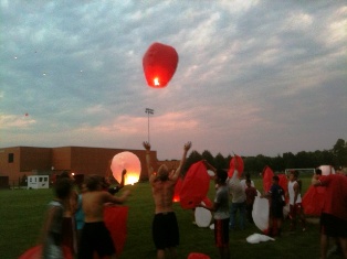 Lantern balloon lighting at Coldwater High School 8-27-2013 Lantern balloon lighting at Coldwater High School 8-27-2013