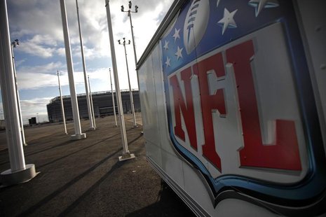 The NFL logo is seen on a trailer parked near the New Meadowlands Stadium March 14, 2011 file photo. REUTERS/Mike Segar The NFL logo is seen on a trailer parked near the New Meadowlands Stadium March 14, 2011 file photo. REUTERS/Mike Segar