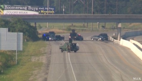 Authorities work at the scene of a standoff with armed robbery suspects on Hwy. 41 in Oshkosh, Aug. 28, 2013. (Photo by: FOX 11). Authorities work at the scene of a standoff with armed robbery suspects on Hwy. 41 in Oshkosh, Aug. 28, 2013. (Photo by: FOX 11).