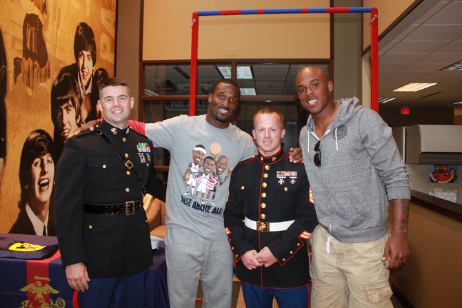 James Jones and Jermichael Finley with The Marines
