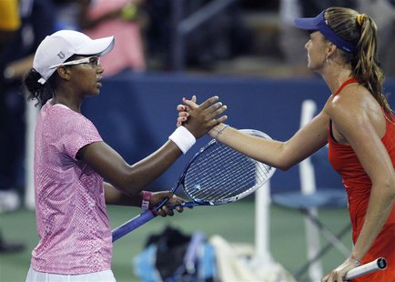 Victoria Duval of the U.S. (L) shakes hands after losing to Daniela Hantuchova of Slovakia at the U.S. Open tennis championships in New York Victoria Duval of the U.S. (L) shakes hands after losing to Daniela Hantuchova of Slovakia at the U.S. Open tennis championships in New York