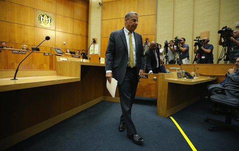 San Diego Mayor Bob Filner steps away from the podium after addressing a special meeting of the San Diego city council following his resigna San Diego Mayor Bob Filner steps away from the podium after addressing a special meeting of the San Diego city council following his resigna