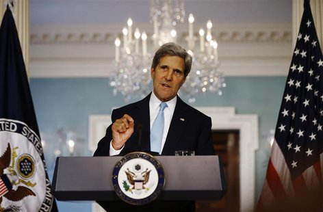 U.S. Secretary of State John Kerry speaks about the situation in Syria at the State Department in Washington, August 30, 2013. REUTERS/Jason U.S. Secretary of State John Kerry speaks about the situation in Syria at the State Department in Washington, August 30, 2013. REUTERS/Jason