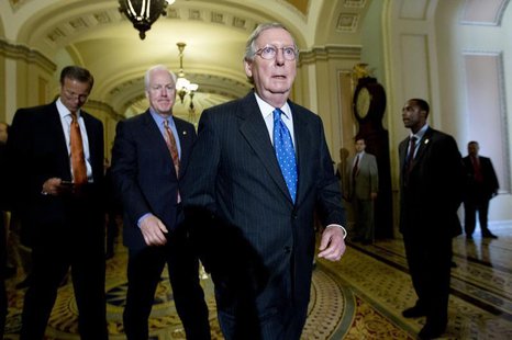 U.S. Senate Minority Leader Mitch McConnell, (R-KY) arrives to speak with reporters, July 16, 2013. REUTERS/Jose Luis Magana U.S. Senate Minority Leader Mitch McConnell, (R-KY) arrives to speak with reporters, July 16, 2013. REUTERS/Jose Luis Magana