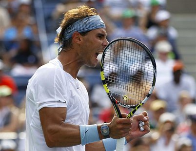 Rafael Nadal of Spain celebrates after his win over Ivan Dodig of Croatia at the U.S. Open tennis championships in New York August 31, 2013. Rafael Nadal of Spain celebrates after his win over Ivan Dodig of Croatia at the U.S. Open tennis championships in New York August 31, 2013.