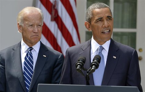 U.S. President Barack Obama speaks about Syria next to Vice President Joe Biden (L) at the Rose Garden of the White House August 31, 2013, i U.S. President Barack Obama speaks about Syria next to Vice President Joe Biden (L) at the Rose Garden of the White House August 31, 2013, i