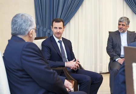 Syria's President Bashar al-Assad (C) meets Alaeddin Boroujerdi (L), head of the Iranian parliamentary committee for national security and f Syria's President Bashar al-Assad (C) meets Alaeddin Boroujerdi (L), head of the Iranian parliamentary committee for national security and f