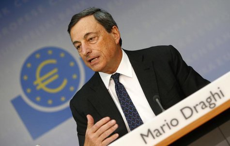 European Central Bank (ECB) President Mario Draghi addresses the monthly ECB news conference in Frankfurt August 1, 2013. REUTERS/Ralph Orlo European Central Bank (ECB) President Mario Draghi addresses the monthly ECB news conference in Frankfurt August 1, 2013. REUTERS/Ralph Orlo