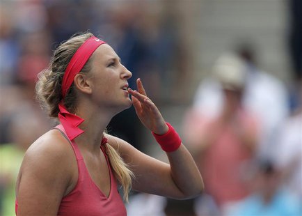 Victoria Azarenka of Belarus blows a kiss after defeating Ana Ivanovic of Serbia at the U.S. Open tennis championships in New York September Victoria Azarenka of Belarus blows a kiss after defeating Ana Ivanovic of Serbia at the U.S. Open tennis championships in New York September