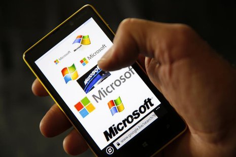 A Nokia Lumia 820 smartphone with Microsoft logos on the screen is shown in a photo illustration taken in the central Bosnian town of Zenica A Nokia Lumia 820 smartphone with Microsoft logos on the screen is shown in a photo illustration taken in the central Bosnian town of Zenica