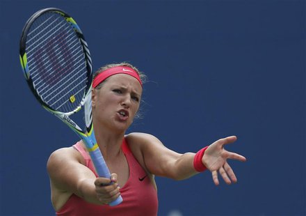 Victoria Azarenka of Belarus reacts to a missed point against Ana Ivanovic of Serbia at the U.S. Open tennis championships in New York Septe Victoria Azarenka of Belarus reacts to a missed point against Ana Ivanovic of Serbia at the U.S. Open tennis championships in New York Septe