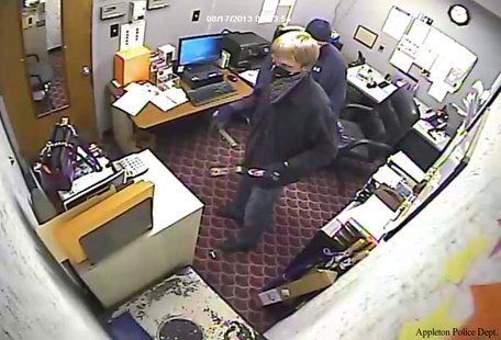 Burglary suspects seen on surveillance video at Valley Value Cinema in Appleton on August 17, 2013. (Photo by: Appleton Police Dept.) Burglary suspects seen on surveillance video at Valley Value Cinema in Appleton on August 17, 2013. (Photo by: Appleton Police Dept.)