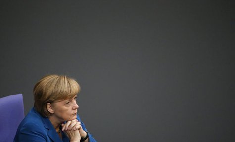 German Chancellor Angela Merkel attends a debate of the lower house of parliament Bundestag in Berlin September 3, 2013. REUTERS/Fabrizio Be German Chancellor Angela Merkel attends a debate of the lower house of parliament Bundestag in Berlin September 3, 2013. REUTERS/Fabrizio Be