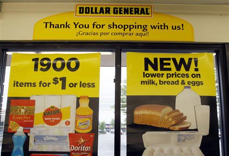 A price sign at a Dollar General store in Arvada, Colorado June 2, 2009. REUTERS/Rick Wilking A price sign at a Dollar General store in Arvada, Colorado June 2, 2009. REUTERS/Rick Wilking